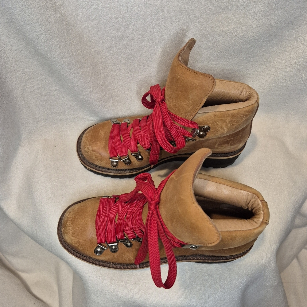 Jeffrey Cambell Explorer Hiking Boot Nubuck Leather SIZE 5.5 Alpine Heritage Red - Picture 3 of 11